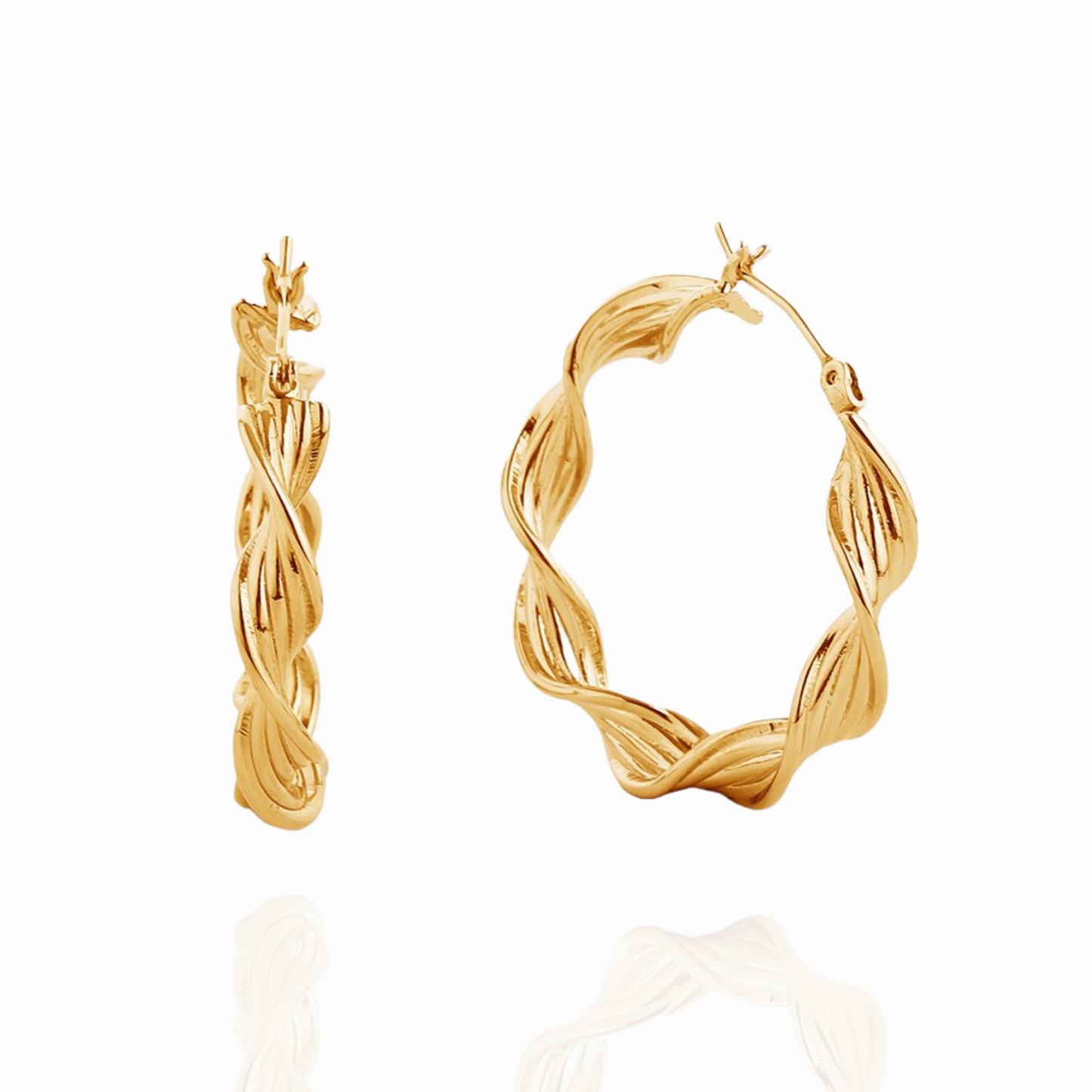 14k Twisted Hoops